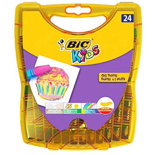 Bic Kids Yağlı Pastel Boya Çantalı Plastik Kutu 24 Renk