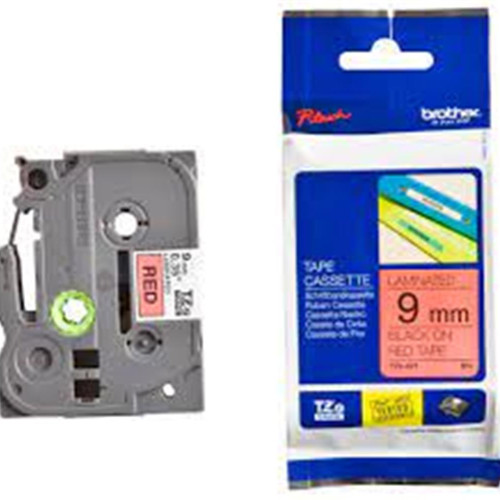 Brother TZE-421 9 mm Kırmızı Üzeri Siyah Laminasyonlu Etiket