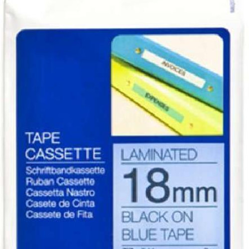 Brother TZE-541 18 mm Mavi Üzeri Siyah Laminasyonlu Etiket