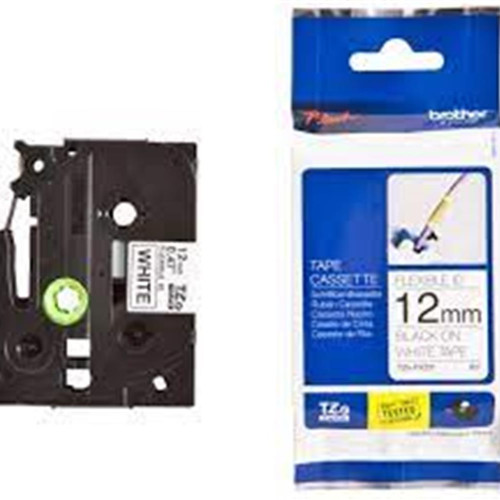 Brother TZE-FX231 12 mm Beyazı Üzeri Siyah Esnek Laminasyonlu Etiket