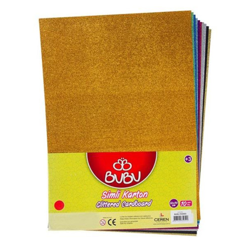 Bu-Bu Karton Simli 50x70 CM 10 Lu Karışık Renk Simli Karton
