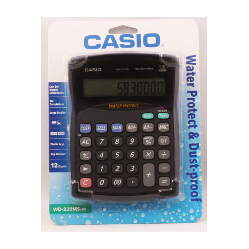 Casio 12 Hane Suya-Toza Dayanıklı Masa Üstü Hesap Makinesi
