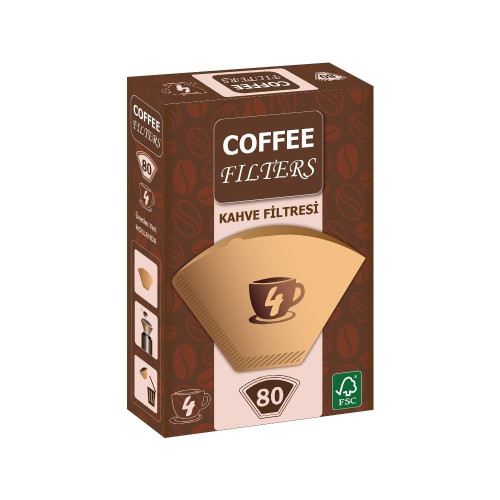 Coffee Filters Filtre Kahve Kağıdı 1x4 4 Numara 80 Li