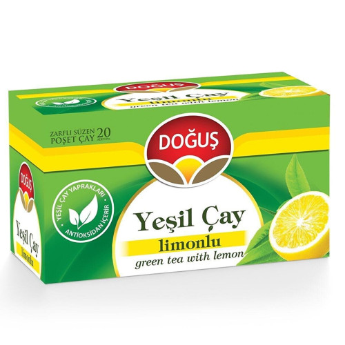Doğuş Yeşil Çay Limonlu Poşet Çay 20 Li Bardak Sallama Çay