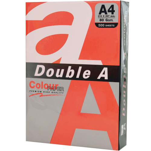 Double A Renkli Fotokobi Kağıdı 500 Lü A4 80 GR Kırmızı Renki Kağıt (1 Top 500 Yaprak)