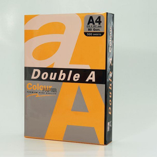 Double A Renkli Kağıt 500 Lü A4 75 Gram Fosforlu Turuncu (1 Top 500 Yaprak)