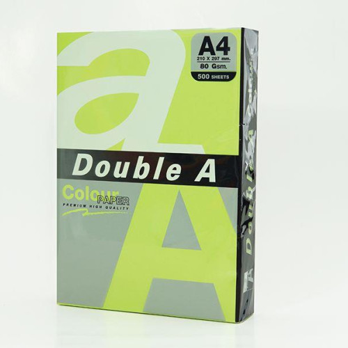 Double A Renkli Kağıt 500 Lü A4 75 Gram Fosforlu Yeşil (1 Top 500 Yaprak)