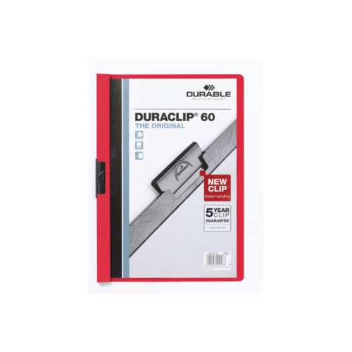 Durable Sıkıştırmalı Dosya DuraClip Ortadan Klipsli 60 SY A4 Kırmızı 2209
