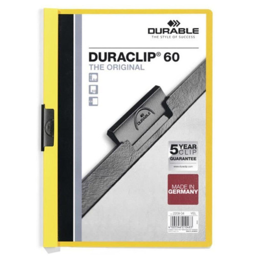 Durable Sıkıştırmalı Dosya DuraClip Ortadan Klipsli 60 SY A4 Sarı 2209