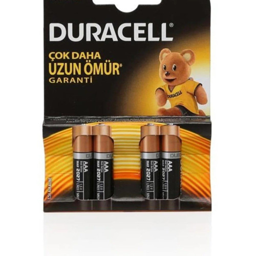 Duracell Alkalin İnce Kalem Pil (AAA) 4 LÜ Kartela (10 Adet)