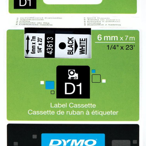 DYMO S0720790 D1 Yedek Şerit, 6 mm x 7 mt, Sarı- Siyah (43618)