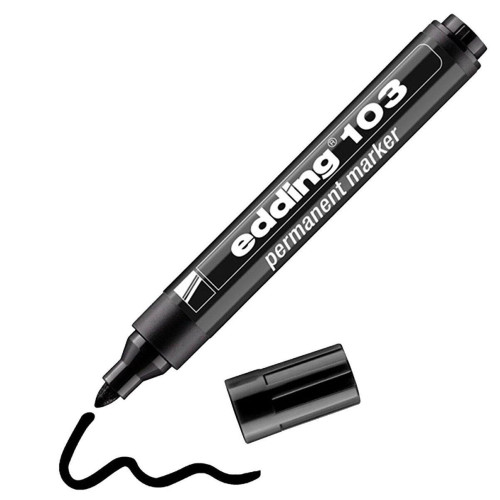 Eddıng Permanent Markör Siyah Kalıcı işaretleyici Marker Kalem Metal Plastik Cam (10 Lu Paket)