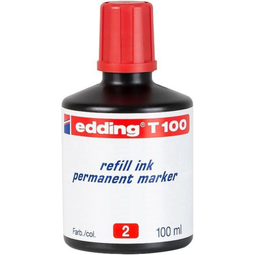 Edding Markör Mürekkebi Permanent Damlalıklı 100 ML Kırmızı (10 Lu Paket)