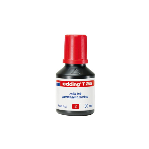 Edding Markör Mürekkebi Permanent Damlalıklı 30 ML Kırmızı (10 Lu Paket)
