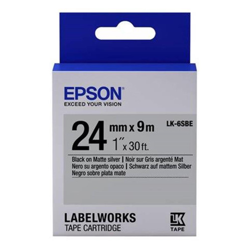 Epson LK-6SBE Mat Siyah Üzeri Mat Gümüş 24MM 9Metre Etiket