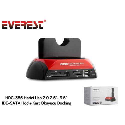 Everest 2.5"-3.5" Ide Sata Usb 2.0 Harddisk Hdd Kutusu + Kart Okuyusu + Docking Statıon