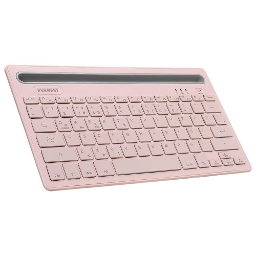 Everest Pembe-Gri Bluetooth Ultra İnce+Şarjlı Q Mac-Win-Android-Ios Uyumlu Kablosuz klavye