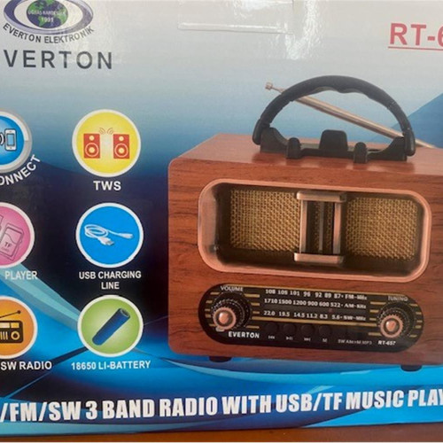 Everton Bluetooth Fm-Usb-Tf-Aux Şarjlı Nostaljik Radyo