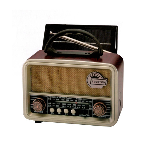 Everton Bluetooth-USB-SD-FM Şarjlı Nostaljik Radyo (Solar Güneş Panelli)