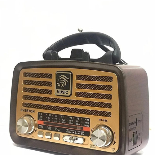 Everton Güneş Enerjili Panelli Bluetooth Fm Radyo - Usb-Tf Card - Aux Nostaljik Radyo