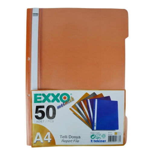 Exxo Metalik Telli Dosya Bronz (50 Li Paket)