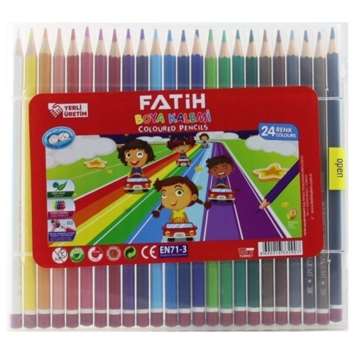 Fatih 24 Renk Tam Boy Plastik Çantalı Kuruboya