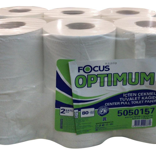 Focus 5050157 (50002464) 2 Katlı  80mt 12 adet Optımum İçten Çekmeli Tuvalet Kağıdı Kopabilen