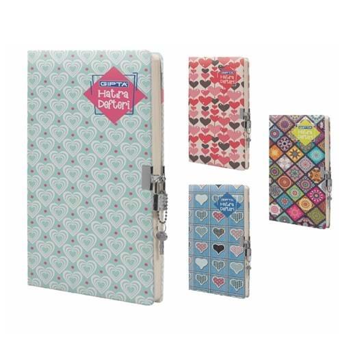 Gıpta Hatıra Defteri Kilitli Dikişli Sert Kapak 14x20 CM 120 Yaprak Hatıra Defteri (1 Adet)