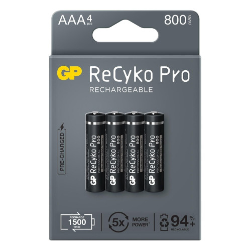 GP AAA 800 mAh Şarjlı İnce Kalem Pil 4 Lü Paket Recyko Şarjlı Pil