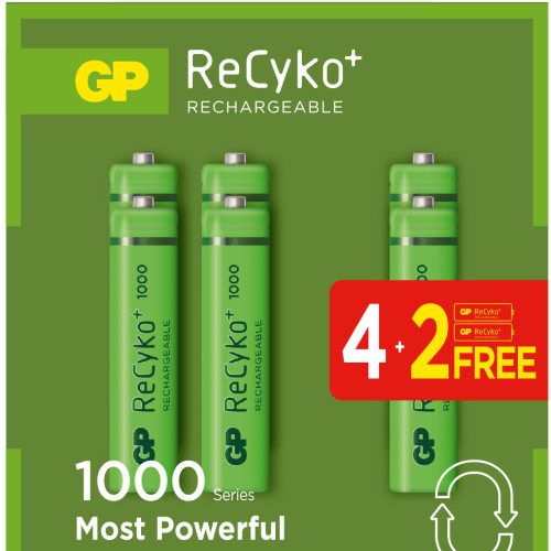 GP AAA 950 mAh Şarjlı İnce Kalem Pil 4+2 Li Paket Şarj Edilebilir AAA İnce Pil