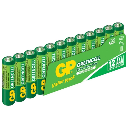 GP 12'li Greencel AAA Boy İnce Çinko Karbon Pil 12 Li Paket