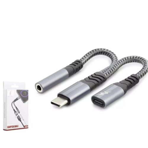Hadron Gj-018 Type-C To 3.5Mm + Type-C F Kablo Car Şarj 100W Siyah
