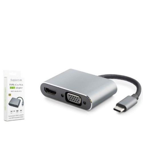 HADRON HDX7838 TYPE-C TO HDTV HDMI 4K 30HZ + VGA 2IN1 GRİ