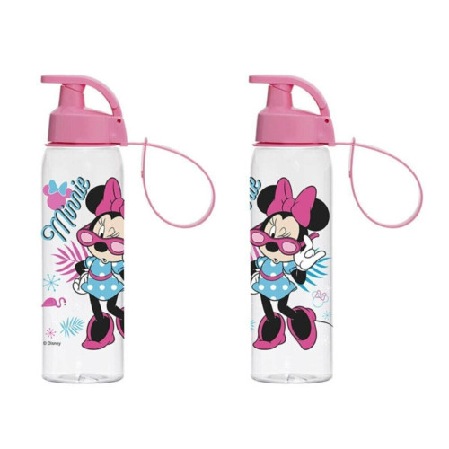 Herevin Gözlüklü Minnie Mouse Kız Çocuk Matarası Suluk 500 ml Pembe (1 Adet)