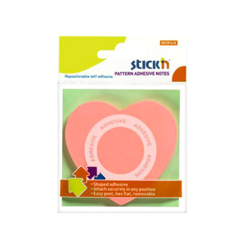Hopax Stickn Yapışkanlı Not Kağıdı Kalp Şekilli 50 Yaprak 70 x 70 mm Açık Pembe