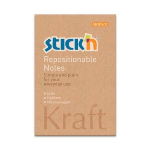Hopax Stickn Yapışkanlı Not Kağıdı 76x51 Mm Kraft 100 Yaprak 12 Li (1 Paket 12 Adet)