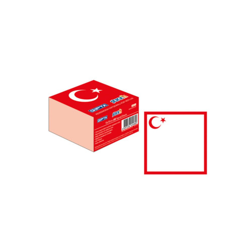 Hopax Stickn Yapışkanlı Not Kağıdı Türkiye Şekilli 400 Yaprak 70x70 mm Ay Yıldız Desenli Not Kağıdı