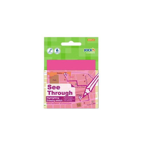 Hopax Stickn Yapışkanlı Not Kağıdı Yarı Saydam 50 Yaprak 76x76 Mm Neon Pembe