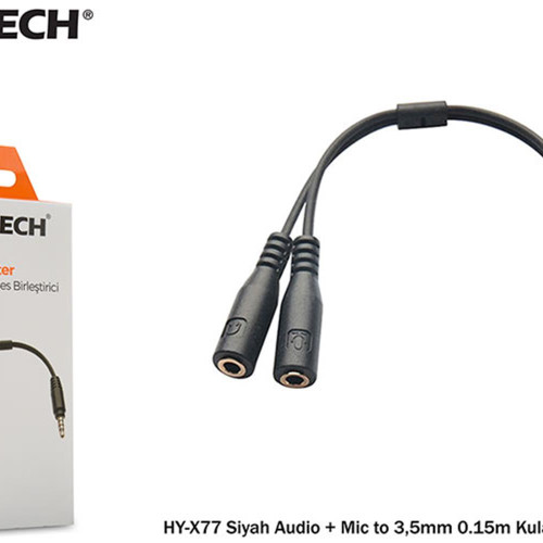Hytech HY-X77 Siyah Audio + Mic to 3,5mm 0.15m Kul