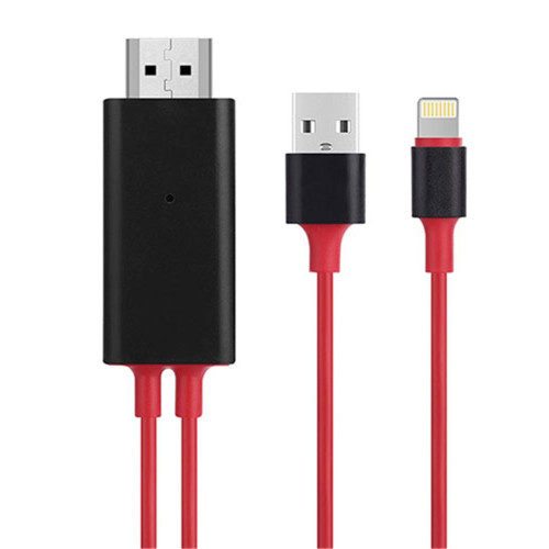 Hytech HY-XO52 Kırmızı-Siyah Lightning to HDMI + USB 2m Mobil Telefon Uyumlu Kablo