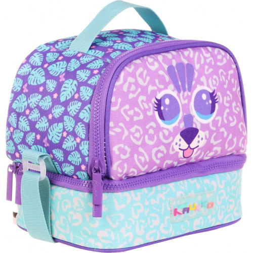 Kaukko Kids Iki Gözlü Isı Yalıtımlı Kız Çocuk Sevimli Aslan Mor Beslenme Çantası