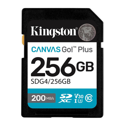 Kingston SDG4-256GB 256GB SDXC Canvas Go Plus Gen4 200MB-s C10 UHS-I U3 V30 Hafıza Kartı