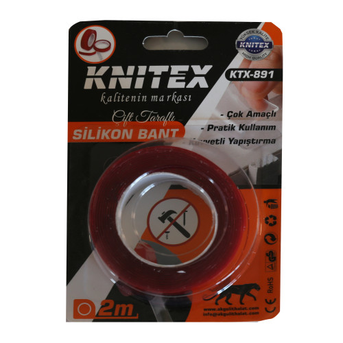 Knitex Çift Taraflı Akrilik Silikonize Bant 18 mm x 2 Metre