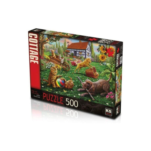 Ks Games Puzzle Dogs And Cats At Play 500 Parça Puzzle