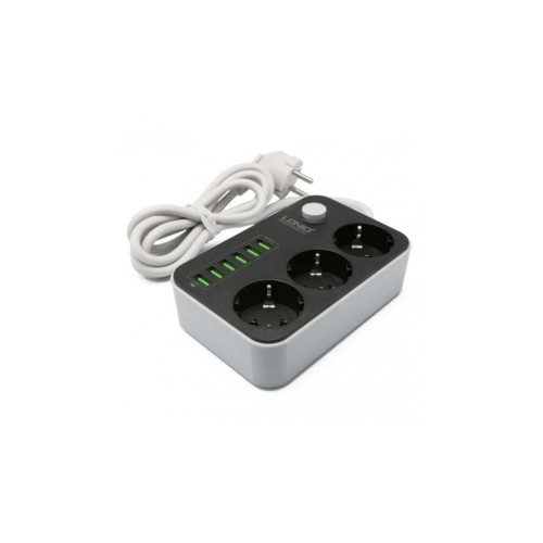 Ldnio Akım Korumalı Priz 1.6 Metre Kablo Üçlü Anahtarlı 6 x Usb Şarj Upsli Giriş (3G 0,75mm)