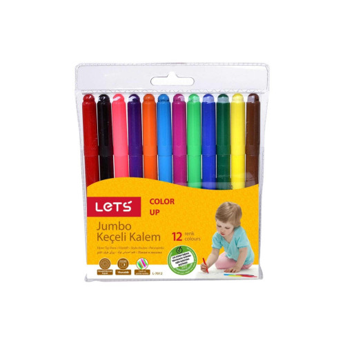 Lets Keçeli Boya Kalemi Jumbo 12 Renk L-7012