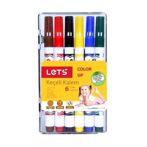 Lets Keçeli Boya Kalemi Yarım Boy 6 Renk L-7106
