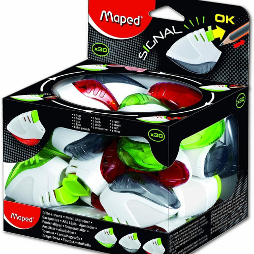 Maped Kalemtraş Signal Plastik Tekli Hazneli Öğrenci Kalemtıraşı (30 Lu Paket)