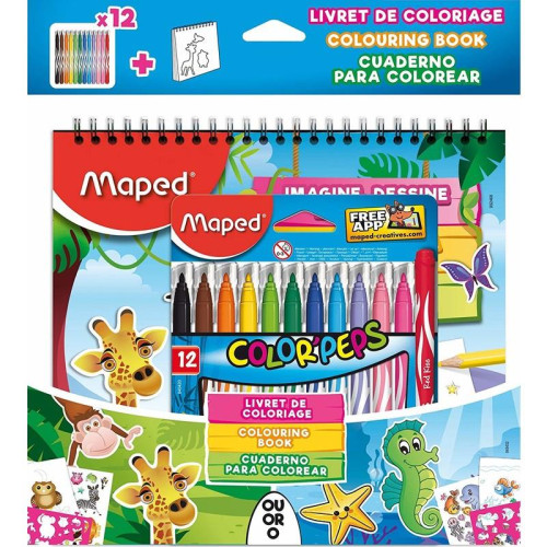 Maped Keçeli Boya kalemi Jungle 12 Renk+Boyama Kitabı 845432