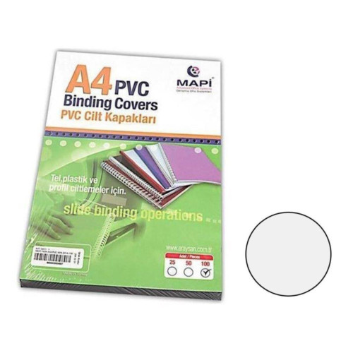 Mapi Cilt Kapağı Plastik Opak A4 160 Micron Beyaz (100 Lü Paket)